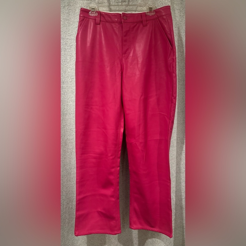 Women’s ASOS DESIGN Faux Leather Straight Leg Pink Pants. Size 8.